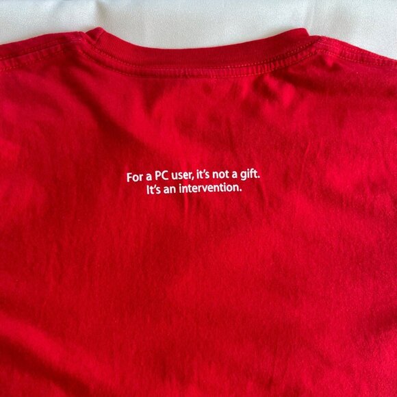 APPLE STORE T Shirt Unisex Women Red Macintosh iMac Employee Short Sleeve Tee S - Picture 8 of 15